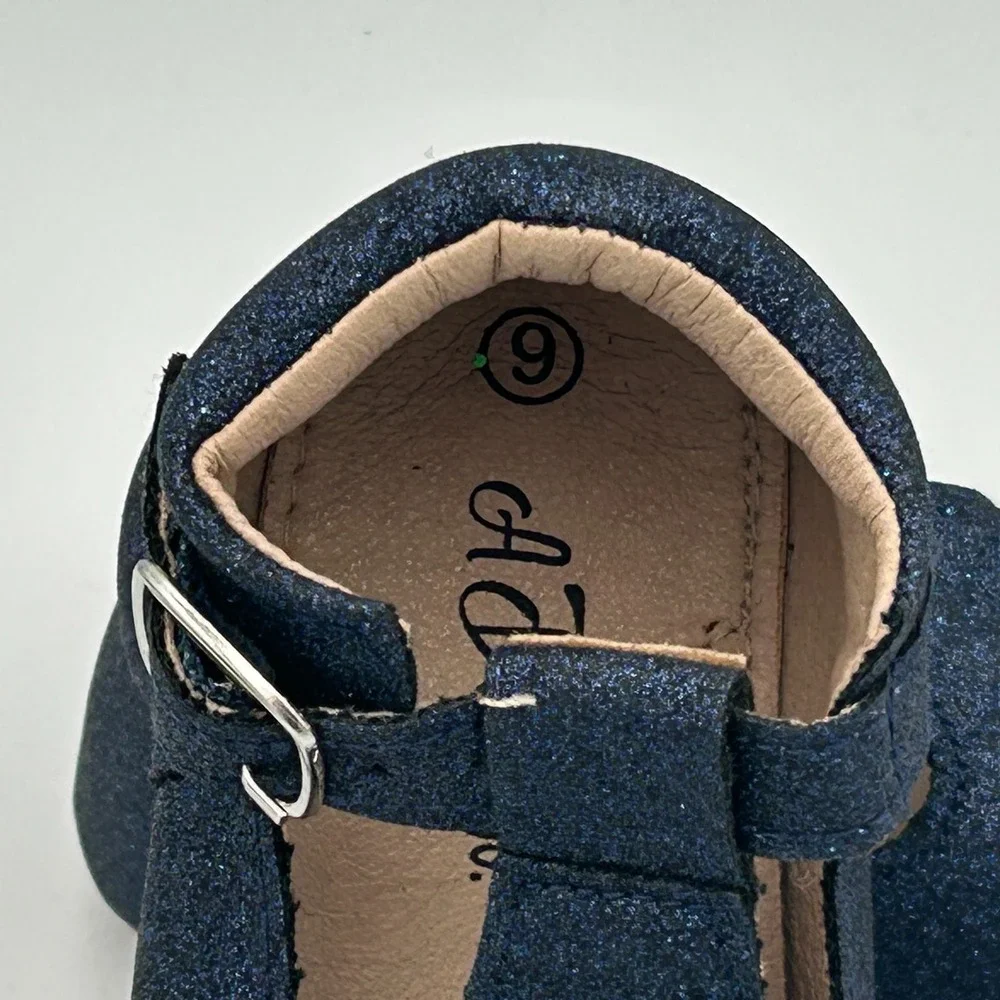 Sparkle Blue Silver Dress Party‎ Shoes A Bear Co Toddler Size 6 Buckle T Strap